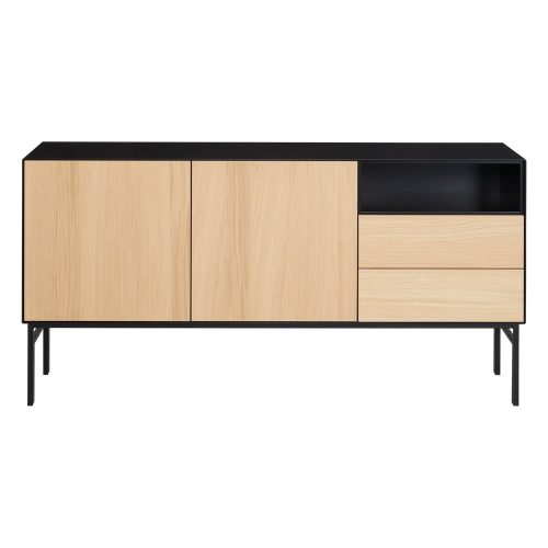 Fekete alacsony komód tölgyfa dekorral 180x89 cm Edge by Hammel - Hammel Furniture