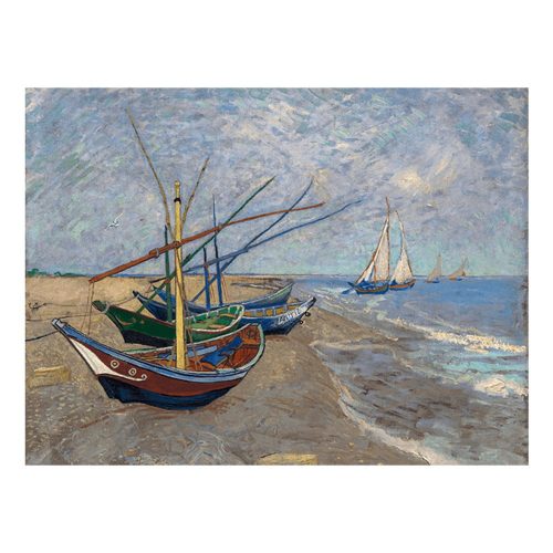 Vincent van Gogh - Fishing Boats on the Beach at Les Saintes-Maries-de la Mer festményének másolata