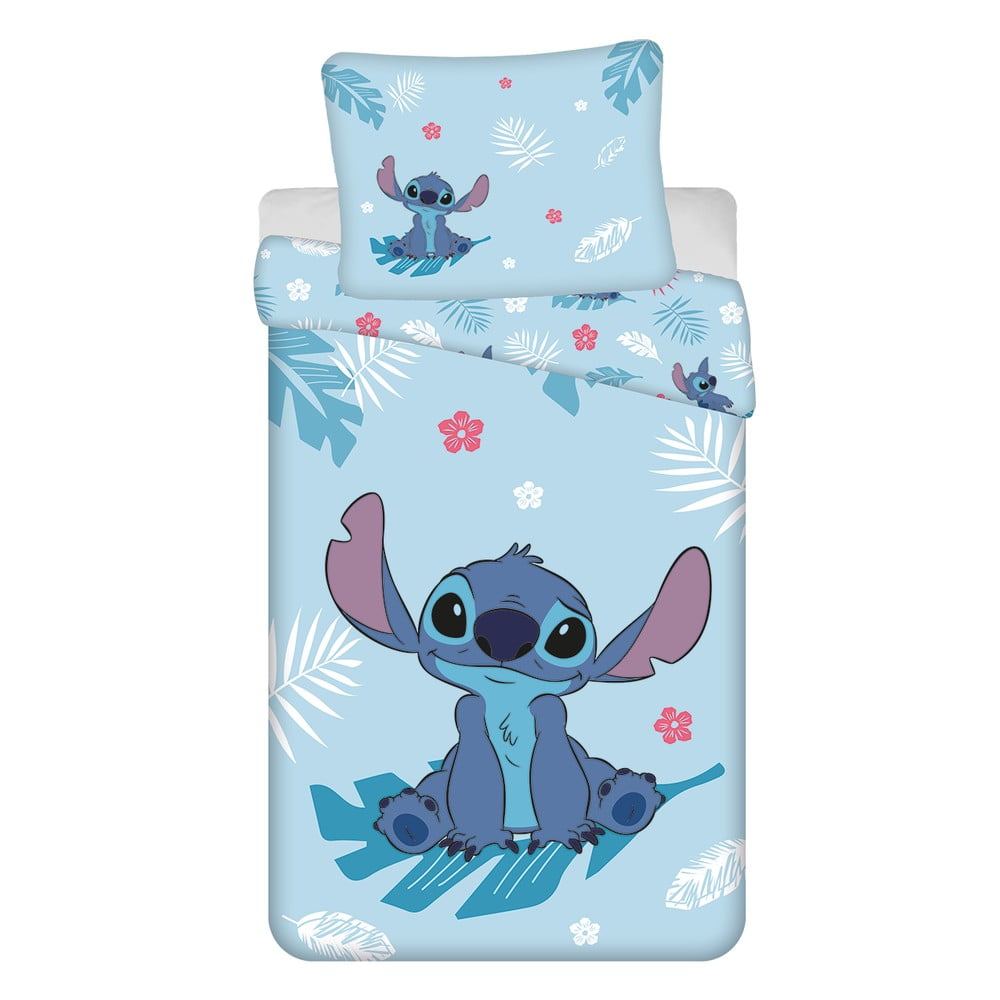 Kék egyszemélyes pamut gyerek ágyneműhuzat 140x200 cm Lilo and Stitch "Blue"  – Jerry Fabrics